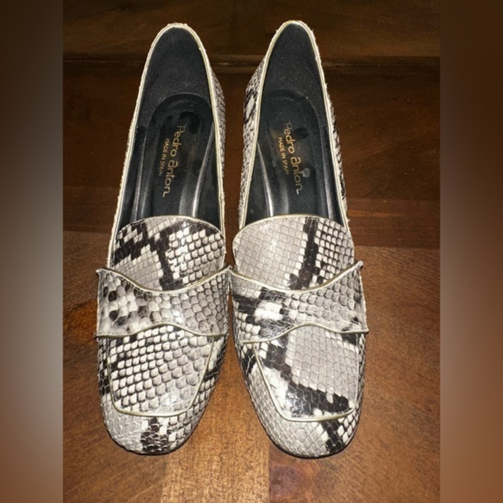 Pedro Anton UEC Made in Spain Faux Penny Loafer StylePumps Block Heel Shoes 38